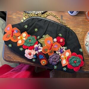 Anthropologie Santi Felt Floral Clutch